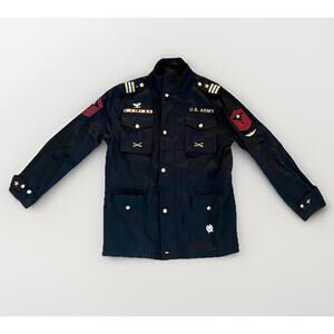 NWT PJ Mark Military Jacket Men’s Large Black Buttons Zip Army Coat Street Wear